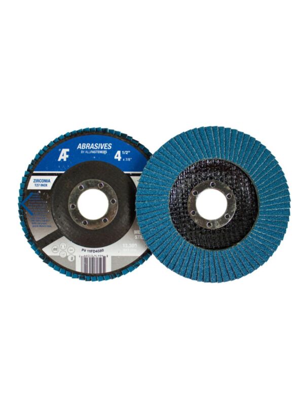 AF 4-1/2 x 7/8 Type 27 Flap Disc Zirconia for Metal 80 Grit 10/Box - 100/Ctn