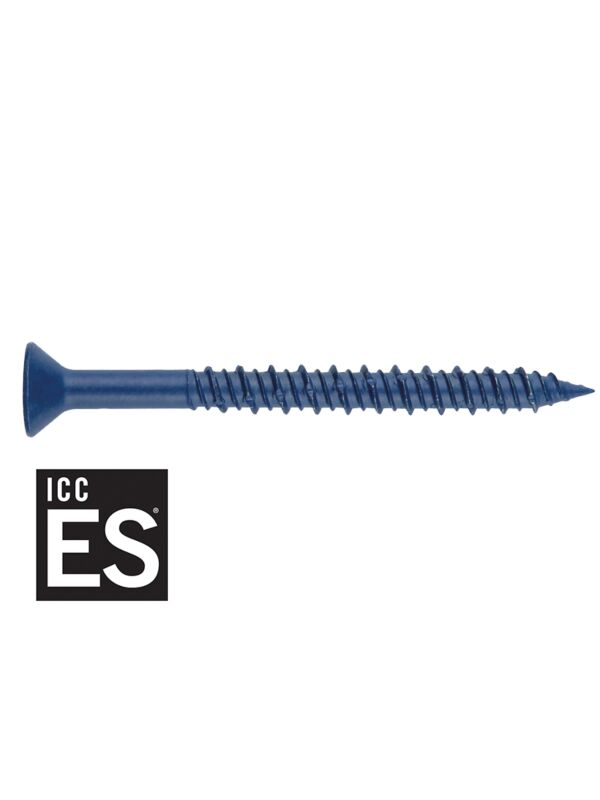 1/4 x 3-3/4 XCS-F Flat Head Torx Drive (T30) Blue Concrete Screw, ICC Approved for Cracked/Uncracked Concrete 100/Box - 500/Ctn