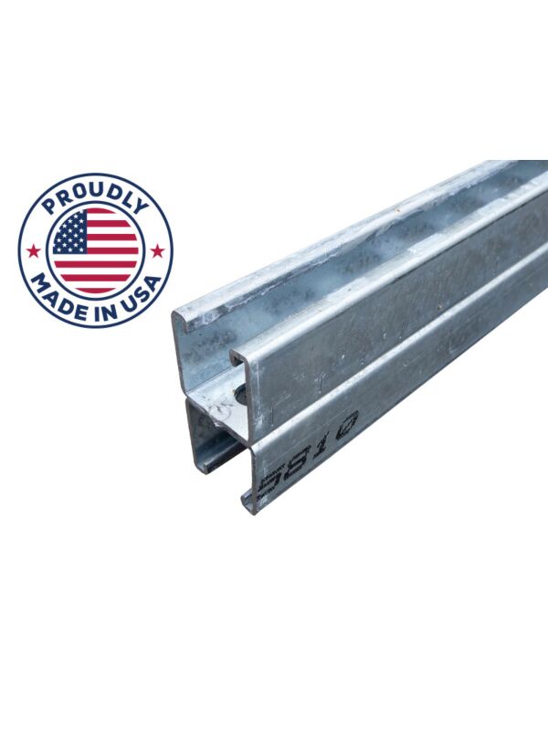 1-5/8 x 10ft Double Back (3-1/4 Overall) Strut Channel Pre-Galvanized 12ga Short Slot, Domestic - 25/Bundle