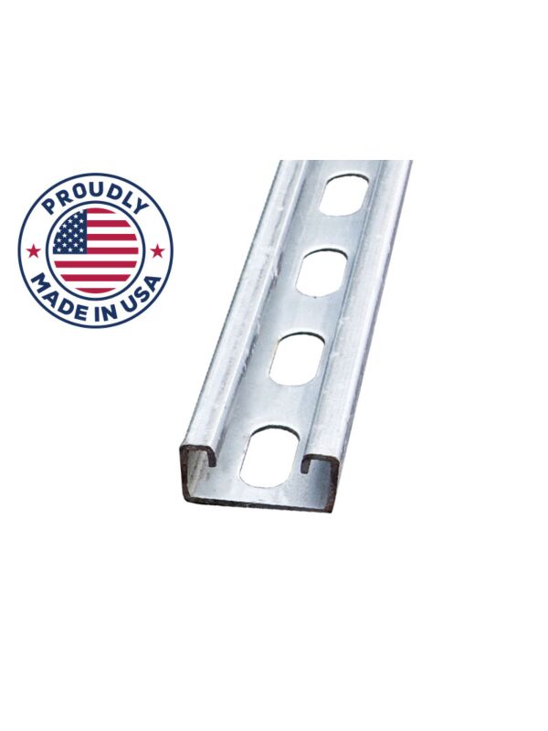 1-5/8 x 10ft Strut Channel Pre-Galvanized 12ga Short Slot, Domestic - 50/Bundle
