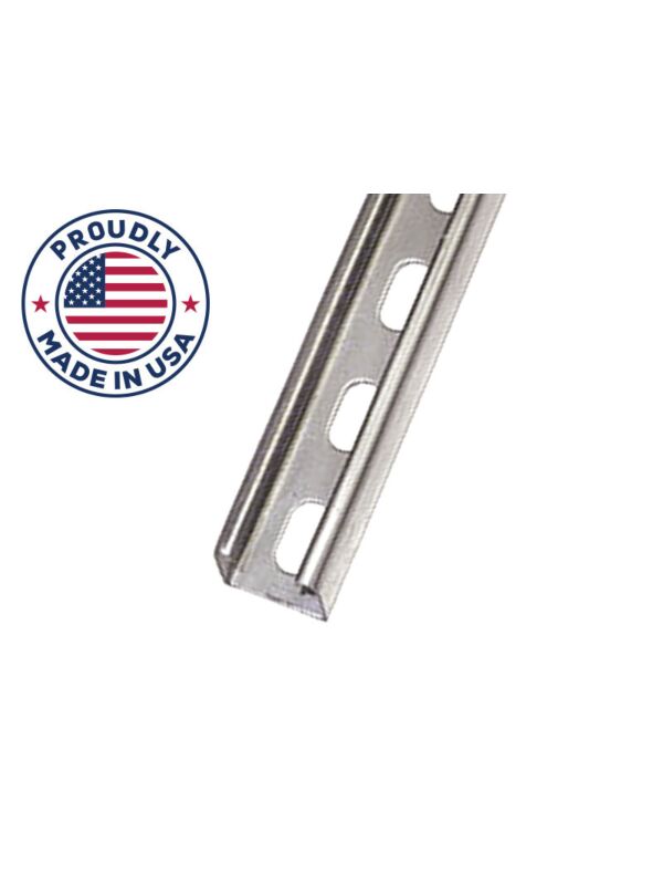 1-5/8 x 10ft Strut Channel Gr 316 Stainless Steel 12ga Short Slot, Domestic - 50/Bundle