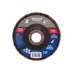AF 4-1/2 x 7/8 Type 27 Flap Disc, High Density Ceramic, for Steel/Stainless, 40 Grit 10/Box - 100/Ctn