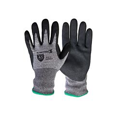 ANSI A5 Cut Resistant HPPE Fiber Cored Seamless Knit Glove 13ga, Sand Finish Nitrile Palm & Fingers, Size Medium 12/Pack - 120/Case