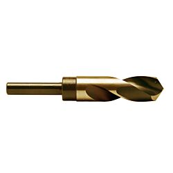 1in Jobber Drill Bit Gold (1/2" Shank) Tin-Coated 135 Degree Split Point 1/Pack