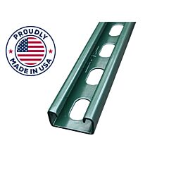 1-5/8 x 10ft Strut Channel Green 12ga Short Slot, Domestic - 50/Bundle