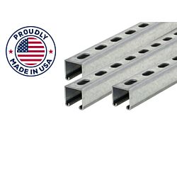 1-5/8 x 10ft Strut Channel Hot Dip Galvanized 12ga Short Slot, Domestic - 50/Bundle